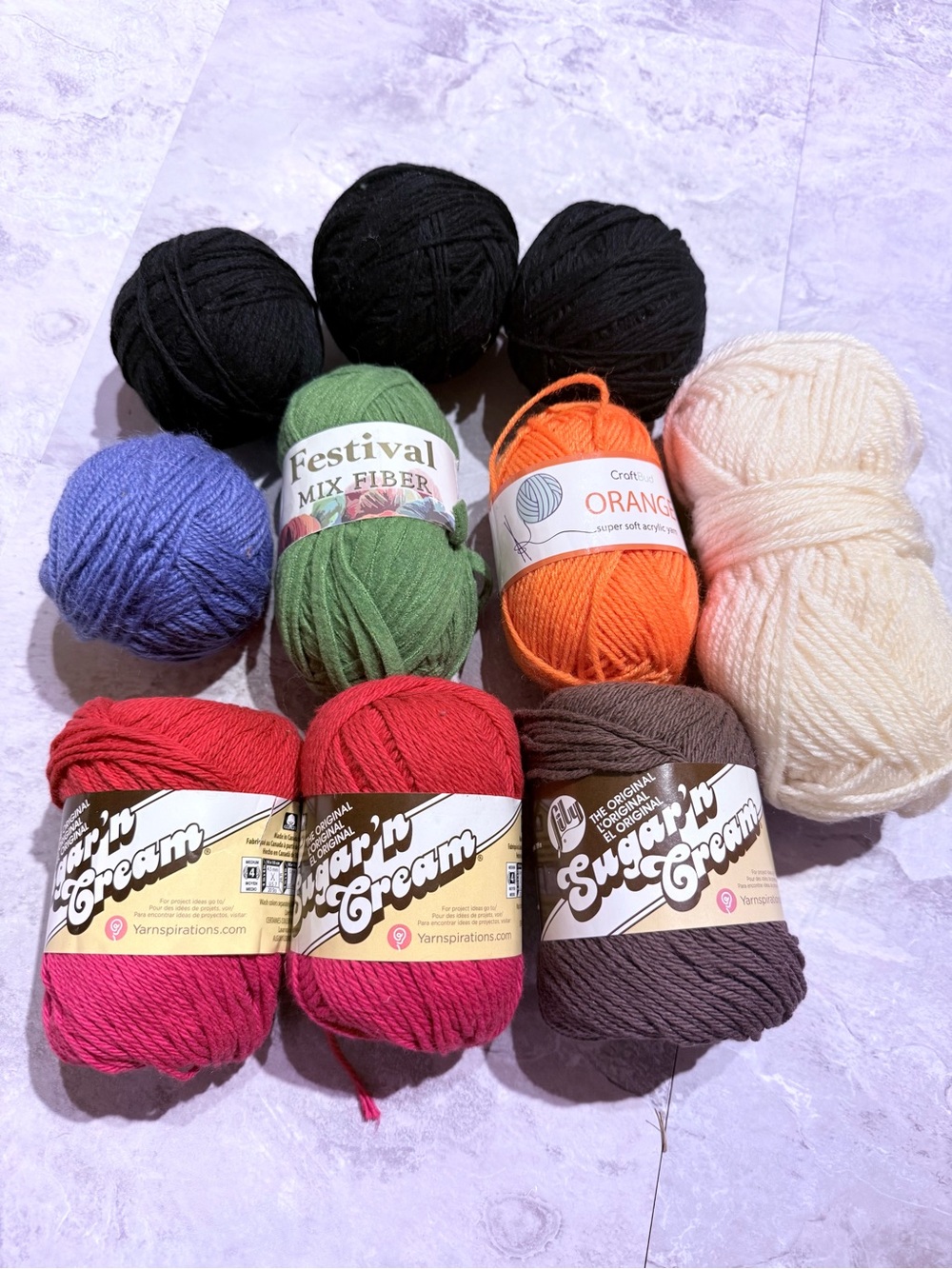 Destash Autumn Yarn Lot – 10 Skeins Cotton& rolls Acrylic & Fiber Mix Mixed Colo